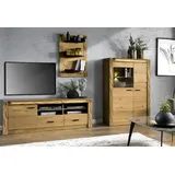 JV Möbel Wohnzimmer Modern Holzmöbel TV-Lowboard Vitrine Luxuriöses Wandregal) Set 3tlg.