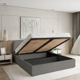 masseno Polsterbett, Grau, Holz, 140x200 cm, Schlafzimmer, Betten, Polsterbetten