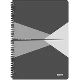 Leitz 46470085 Office Collegeblock A4 kariert, spiralgebunden mit Karton Einband Grau