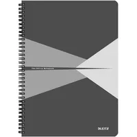Leitz 46470085 Office Collegeblock A4 kariert, spiralgebunden mit Karton Einband Grau