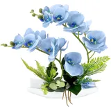 cailion Künstliche Orchideen Kunstblumen Künstliche Phalaenopsis Orchidee Bonsai künstliche Blumen mit Imitation Gefälschte Orchideen für Wohnzimmer Badezimmer Tischdekoration (Blue)