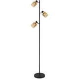 GLOBO Stehlampe 3-flammig schwarz matt Bambus natur