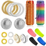 18 Stück Skills Set, Skills Borderline Set, 2 Skill Ball, 4 Akkupressur Clip, 4 Akupressur Ring, 2 Verstellbare Anti Stress Ring, 4 Akupressur Armband, 2 igel Massagestab Für Massage Stressabbau