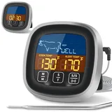 JAMATA Digitales Grill-Thermometer,Schnell & Präzise Ablesbares Bratenthermometer mit 16cm Edelstahlsonden,magnetisches Fleischthermometer mit Alarmfunktion für den Backofen, BBQ, Küche