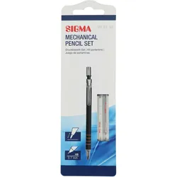SIGMA Bleistift mit Radiergummi, 0.7 mm HB Bleistiftmine, Kunststoff, schwarz, 2 Stück