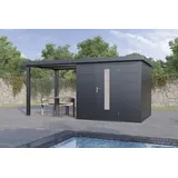 Wolff Finnhaus Metallgartenhaus Thorin 4824, Anthrazit, 1 flg, inkl. Seitendach links 2,40 m