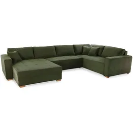 Jockenhöfer GRUPPE Brixen U-Form", 379x94 cm Cord Ottomane beidseitig grün/grün