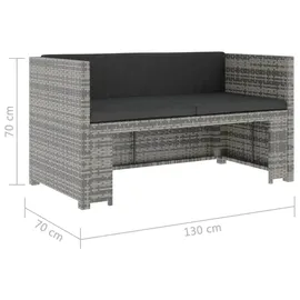 vidaXL Polyrattan Lounge-Set mit Auflagen 5-tlg. grau 48134
