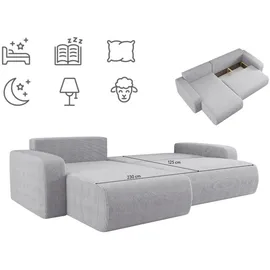 kaiser möbel Ecksofa mit schlaffunktion und bettkasten, MILANO XL stoff Poso und Quelle, Schlaffunktion, Bettkasten, viele Farben, bequem, praktisch grau