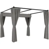 Outsunny Pergola 3 x 3 m Freistehend Terrassenüberdachung mit Schiebedach, 4 Seitenwände, UV-beständig Überdachung Metall Gartenpavillon Sonnenschutz für Terrasse Garten, Hellgrau   Aosom