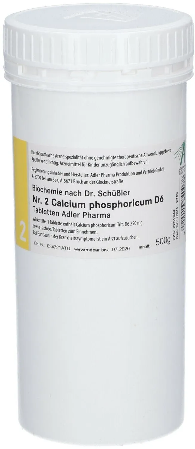 Adler Schüssler Salze Nr. 2 Calcium phosphoricum D6 Tabletten 500 g 500 g Tabletten