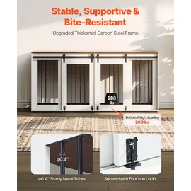 Vevor Doppel-Hundebox für kleine, mittelgroße & große Hunde, weiß