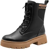 Marco Tozzi by Guido Maria Kretschmer Damen Stiefeletten zum Schnüren mit Reißverschluss Modern, Schwarz (Black/Nature), 39 EU
