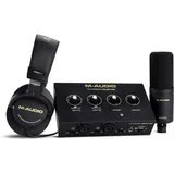 M-Audio M-Track Duo HD Audio Interface, M100 Kondensatormikrofon und HDH41 Studio Monitoring Kopfhörer für Aufnahmen, Produzenten, Content-Ersteller und Podcaster