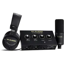 M-Audio M-Track Duo HD Audio Interface, M100 Kondensatormikrofon und HDH41 Studio Monitoring Kopfhörer für Aufnahmen, Produzenten, Content-Ersteller und Podcaster