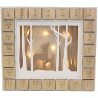 Weihnachts-Adventskalender "Wald" aus Holz 7 LED Batterie Timer Weihnachten Holz-Kalender Zimmer-Deko Xmas-Deko Fenster-Deko Weihnachts-Deko