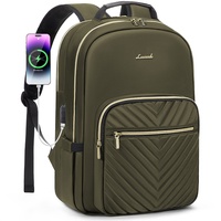 LOVEVOOK Rucksack Damen, 15,6 Zoll Laptop Rucksack Wasserdicht Schulrucksack Mädchen Teenager mit Laptopfach USB-Ladeanschluss, für Reisen Schule Uni Arbeit Grün