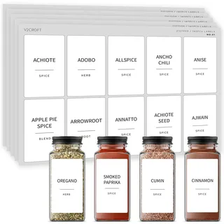 Gewürzdosen-Etiketten, 140 minimalistisch, vorgedruckt, weißer Aufkleber, schwarzer Text, Bauernhaus,wasserdichte Etikettenorganisation für Glasflaschen, Behälter, Kräutergewürze, Küchenvorratskammer