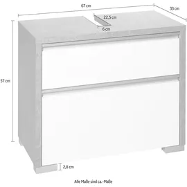 Schildmeyer Waschbeckenunterschrank 2 Auszüge 67 x 57 x 33 cm Steingrau / Weiß Glanz