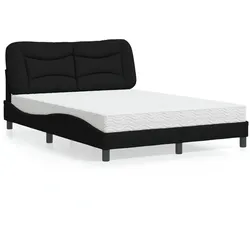 Bett mit Matratze Schwarz 140x200 cm Stoff