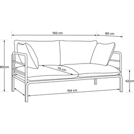 Konsimo Gartenmöbelset RAMBE 4-tlg. 1x Tisch 2x Sessel 1x Sofa 2-Sitzer, mit Kissen, LOFT-STIL, Weiß/Cremeweiß - Creme
