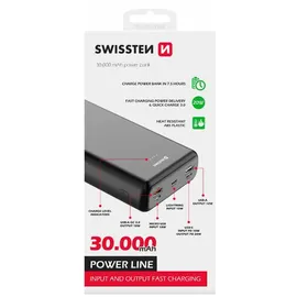 Swissten Power Line 30000 mAh 20W Power Delivery Schwarz