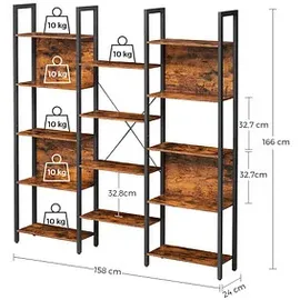 VASAGLE Bücherregal braun, schwarz 158,0 x 24,0 x 166,0 cm