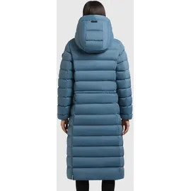 khujo Damen Langer Wintermantel warmer Steppmantel mit gefütterter Kapuze Simmie2 Cosmic Blue Gr. L - L