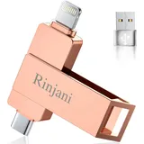 (Ohne App)USB Stick 256GB für iPhone Apple Zertifizierter, Rinjani USB C Stick für iPhone 15/16,OTG Android Handy,iPad,Mac,Tablette,PC,USB 3.0 Speicherstick Foto Stick Externe SSD MFi Lightning 3 in 1