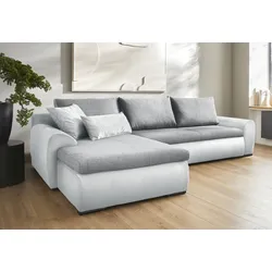 Ecksofa HOME AFFAIRE "Win L-Form", grau (silbergrau), B:285cm H:85cm T:176cm, 100% Polyester, Sofas, wahlweise mit Bettfunktion und Bettkasten, Topseller
