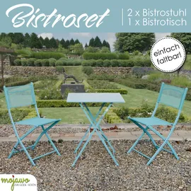 Mojawo - 3tlg Bistroset Gartenmöbelset Outdoormöbel Balkon Türkis klappbar