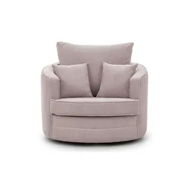 S-Style Drehsessel Ted Cord 107 x 94 cm rosa/pink mit Kissen