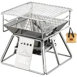 Campingmoon Kleiner Edelstahl-Holzkohlegrill mit Tragetasche, X-Mini
