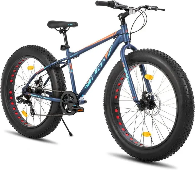 HILAND Roon Kinder-Mountainbike für Jungen und Mädchen, fettreifen Reifen, Shimano 7-Gang, Doppel-Diskbremse, Blau, 26 Zoll