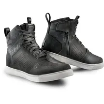 SHIMA REBEL 2.0 Motorrad Schuhe Herren Leder Belüftet Motorradstiefel Protektoren Sneaker Rutschfeste Sohle Knöchelstütze Seitlicher Reißverschluss Bikerboots (Männer, Belüftet Grau, 42)