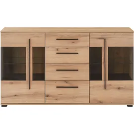 INOSIGN Sideboard INOSIGN "Cantara, moderner Schrank, Kommode in Eiche Evoke oder weiß", braun (eiche evoke), B:150cm H:86cm T:42cm, FSC-zertifizierter Holzwerkstoff, Sideboards, Sideboard, schwarze Stangengriffe, ausreichend Stauraum, vielseitig einsetzbar