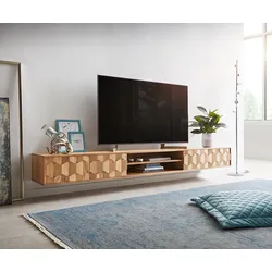 DELIFE Lowboard Fevo 240 cm Akazie Natur 4 Türen schwebend, Fernsehtische
