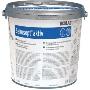 ECOLAB Sekusept® aktiv Instrumentendesinfektion, Aktive Reinigung und hochwirksame Desinfektion, 6 kg - Eimer mit Messbecher