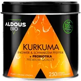 Probiotika Kapseln + BIO Kurkuma mit Ingwer und Schwarzem Pfeffer | 250 Stück | 1460mg | Kurkuma Kapseln mit Curcumin und Piperin | Natürliche Entzündgunshemmende Wirkung | Zertifizierte Bio Qualität