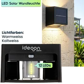 ideoon lights 4er Set LED Solar Wandleuchte Kunststoff 9,0 cm inkl. Akku & Sensor Warmweiss/Kaltweiss
