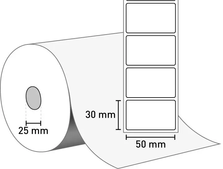 Pharmigo® Ultra TD (Thermopapier) 50 mm x 30 mm / permanent / 25 mm Kern / 2.500 Etiketten je Rolle