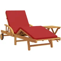VidaXL Sonnenliege mit Kissen und Tisch aus rotem Akazienholz