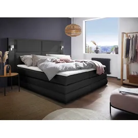 Collection AB Boxspringbett COLLECTION AB "Copenhagen", schwarz, B:231cm L:215cm, Holzwerkstoff, Spanplatte, Komplettbetten, Boxspringbett, inklusive Bettkasten, Topper, wahlweise mit LED-Beleuchtung