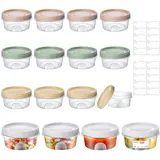 Mispudin 16er Frischhaltedosen mit Deckel Klein 300ml, Gefrierdosen Klein Rund, Wiederverwendbar Kleine Dosen mit Deckel Plastik, Auslaufsichere Schraubverschluss Stapelbare Snackdose für Obst, Soßen