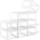 ARSTPEOE Schuhboxen, 9er Shoe Box, Schuhboxen Stapelbar Transparent, Schuhorganizer mit magnetischer Tür, Schuh-Vitrine.(Weiß