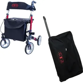 Antar Leichtgewicht Aluminium Rollator rot mit Transporttasche