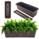 Kadax Blumenkasten mit Untersetzer im Set, mit oder ohne Blumenkastenhalterungen, Balkontopf aus Kun - KADAX