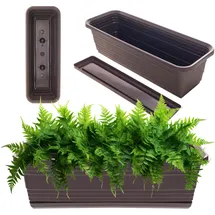 Kadax Blumenkasten mit Untersetzer im Set, mit oder ohne Blumenkastenhalterungen, Balkontopf aus Kun - KADAX