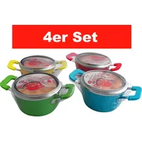 4er Set Mini Kochtopf / Schmortopf rot/gelb/blau/grün ca.19x12x9,5cm