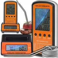 Retoo Grillthermometer Funk Grillthermometer 2 Sonden Braten Thermometer, Fleischthermometer, Set, Grillthermometer, 2x Elektroden, Ladestation, Präzise Temperaturmessung, Zeitersparnis, Vielseitigkeit, Mobilität orange